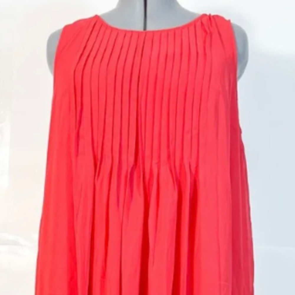 Sharagano NWOT Sz14W A Line Pleated Front Tie Back Closure Lined Sheer Overlay D - Picture 5 of 5